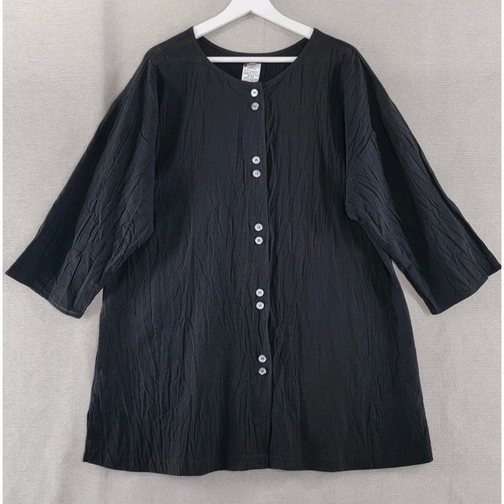 Wear Abouts Womens Top Crinkle Texture Artsy Lagenlook Tunic Size Large Relaxed